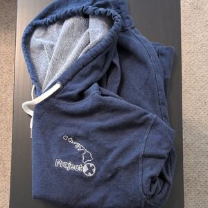 Y/Project Navy Blue Hoodie with Embroidered Detail
